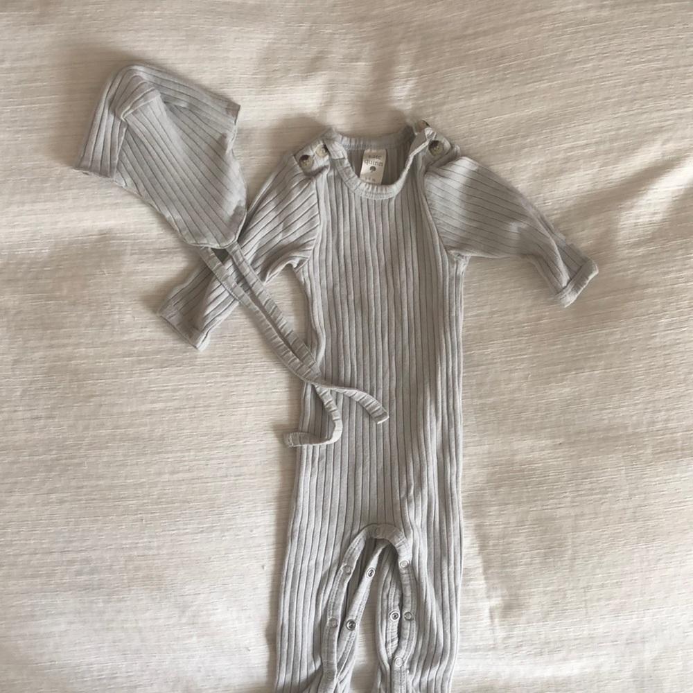 Kate Quinn stretch footie with bonnet
